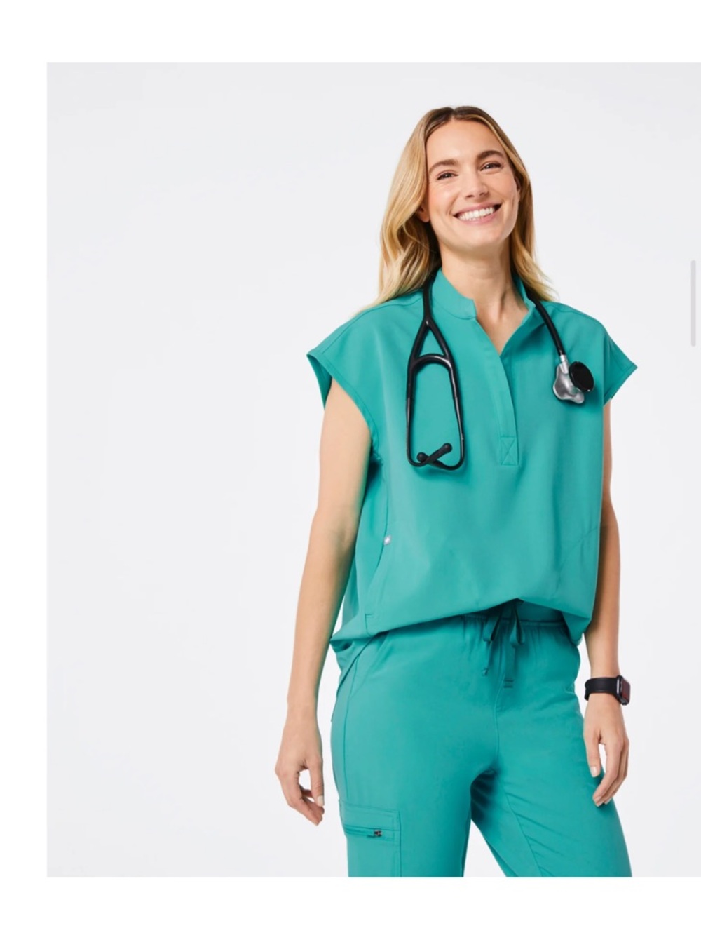 Figs Women’s Teal Relaxed V-Neck Tunic